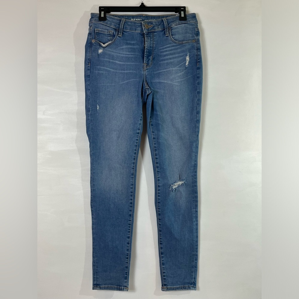 Old Navy Rockstar Mid-rise Tucson Stretch Straight Leg Denim Blue Jeans Sz 8